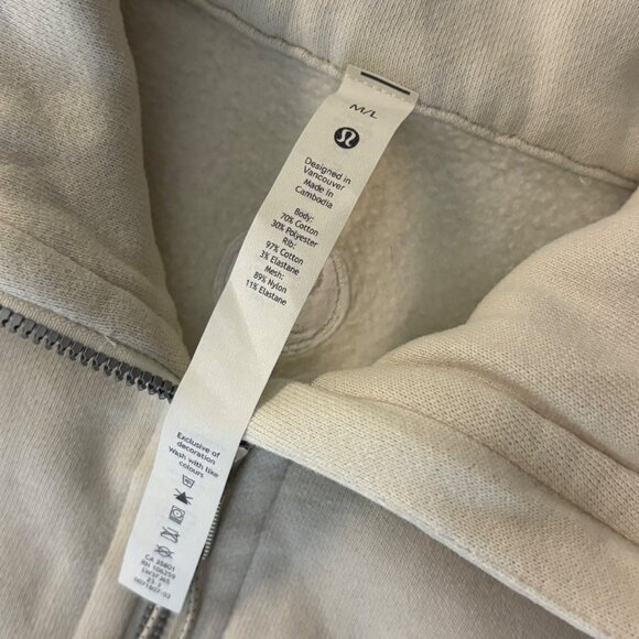 Lululemon Scuba Oversized Funnel Neck Half-Zip Hoodie White Opal M/L Cotton - Picture 5 of 15